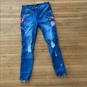 Floral embroidered cropped jeans from Express